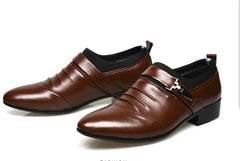 Men's Leather Pointed Toe Dress Shoes in Black, Brown, White