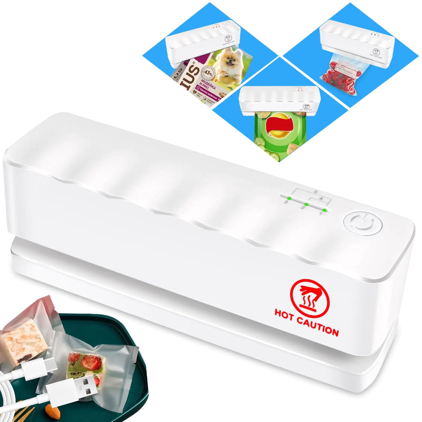 Bag Sealer - Mini Rechargeable Food Sealer Machine5 Adjustable