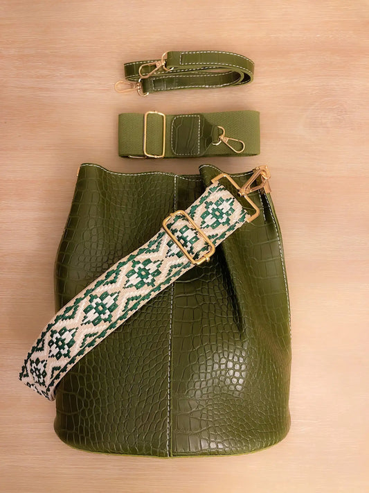 Bolso de Hombro Blake - Cocodrilo Oliva