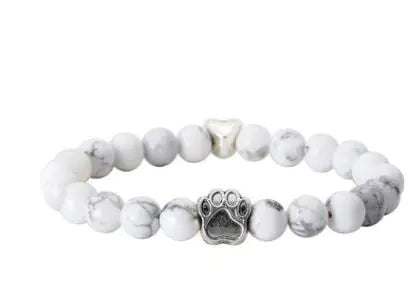 Volcanic Stone Alloy Dog Paw Heart Bead Bracelet