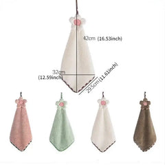 Coral Fleece Fingertip Towel with Loop, Quick-Dry