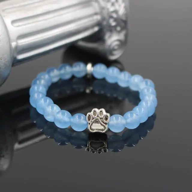 Volcanic Stone Alloy Dog Paw Heart Bead Bracelet