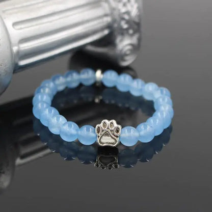 Volcanic Stone Alloy Dog Paw Heart Bead Bracelet