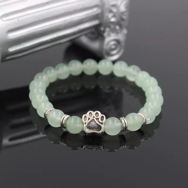 Volcanic Stone Alloy Dog Paw Heart Bead Bracelet