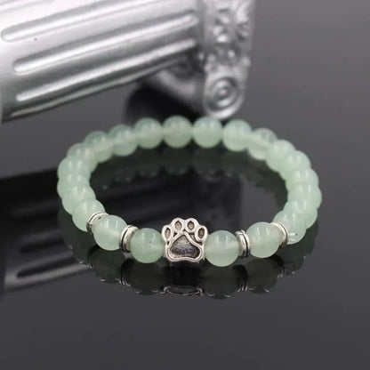 Volcanic Stone Alloy Dog Paw Heart Bead Bracelet
