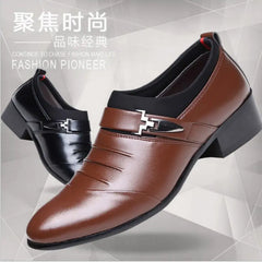 Men's Leather Pointed Toe Dress Shoes in Black, Brown, White
