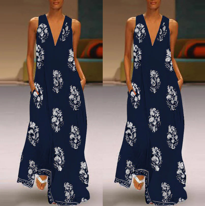 ZANZEA Vintage Floral Maxi Dress for Summer Beach