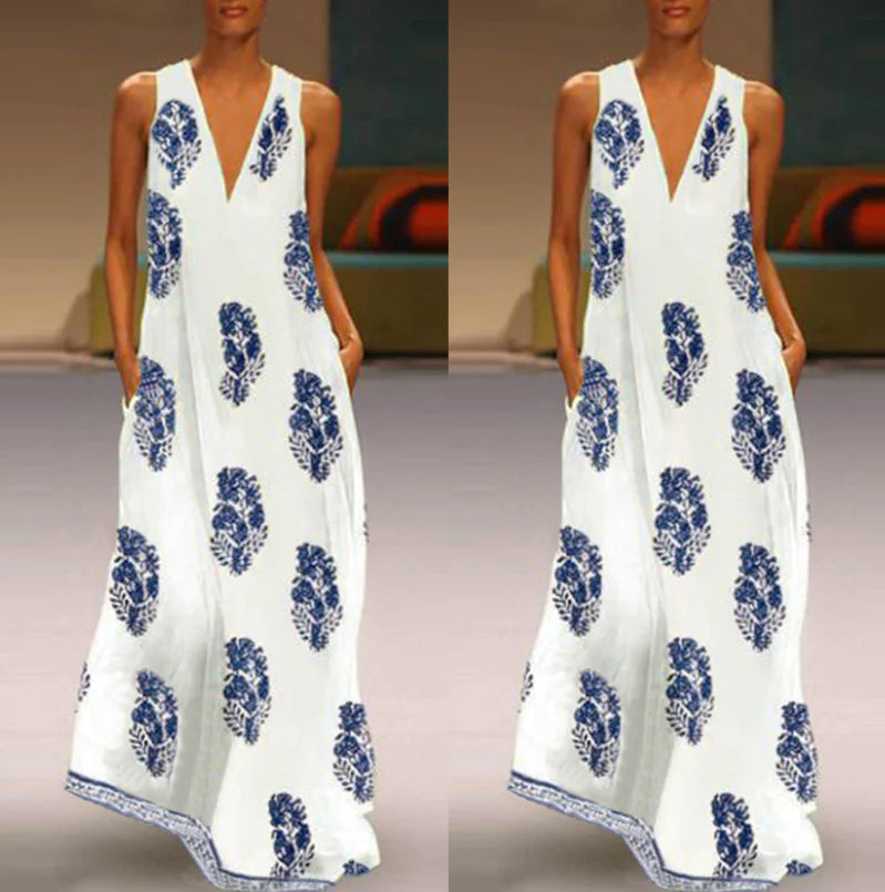 ZANZEA Vintage Floral Maxi Dress for Summer Beach
