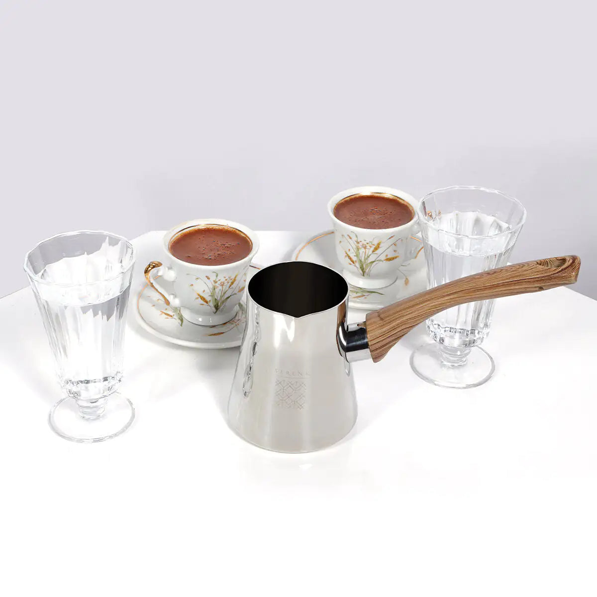 Serenk 4 Pieces Stainless Steel Coffee Pot Set with Stand