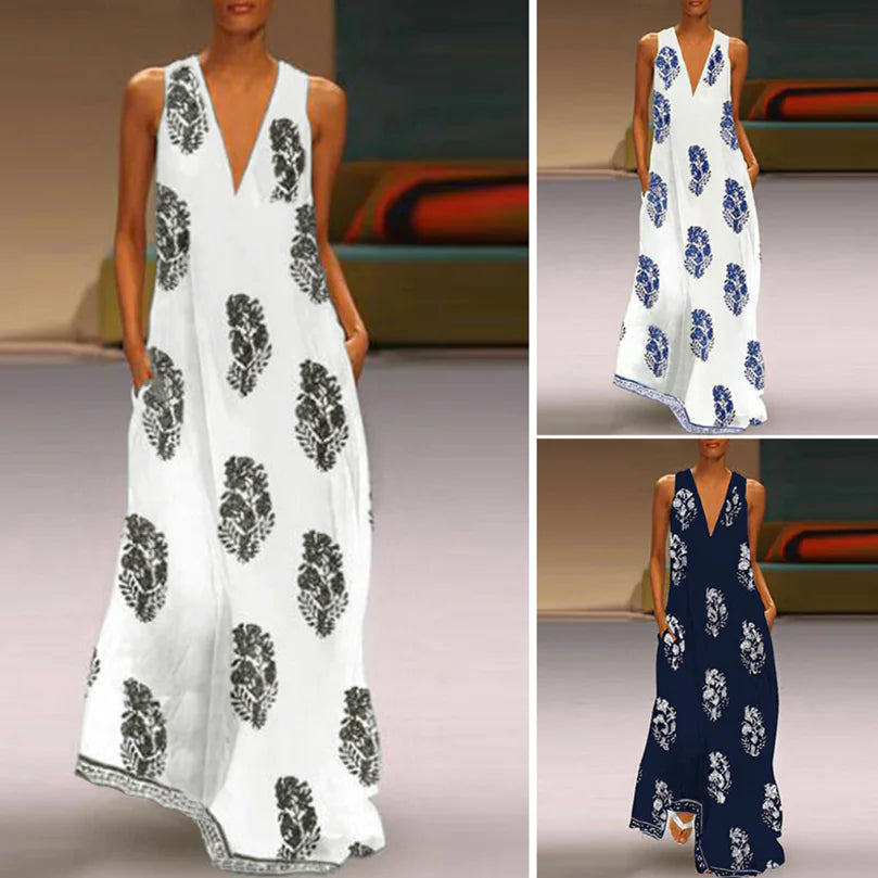 ZANZEA Vintage Floral Maxi Dress for Summer Beach
