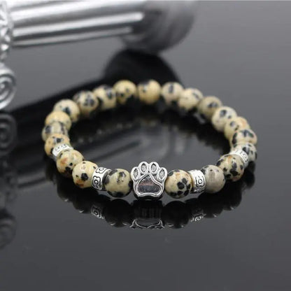 Volcanic Stone Alloy Dog Paw Heart Bead Bracelet
