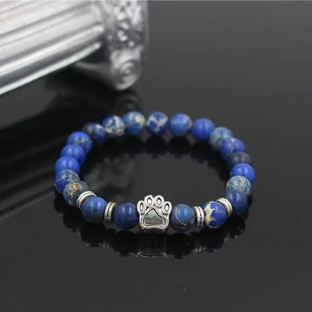 Volcanic Stone Alloy Dog Paw Heart Bead Bracelet
