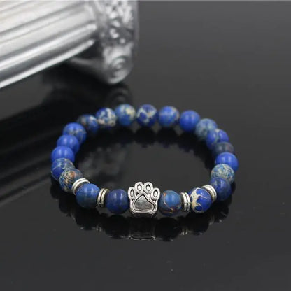 Volcanic Stone Alloy Dog Paw Heart Bead Bracelet