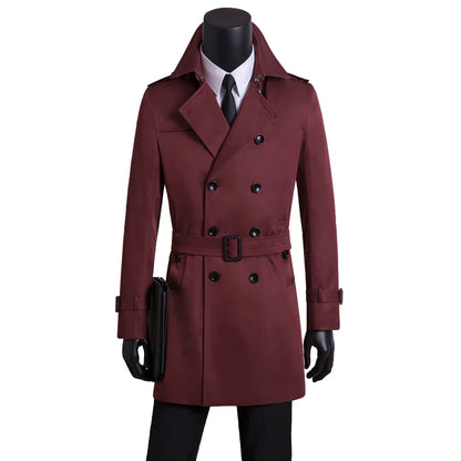 Men's Slim Fit Long Trench Coat