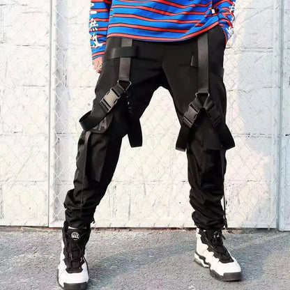 Guochao Men's Trousers with Functional Wind Streamer Design