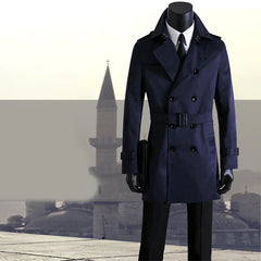 Men's Slim Fit Long Trench Coat