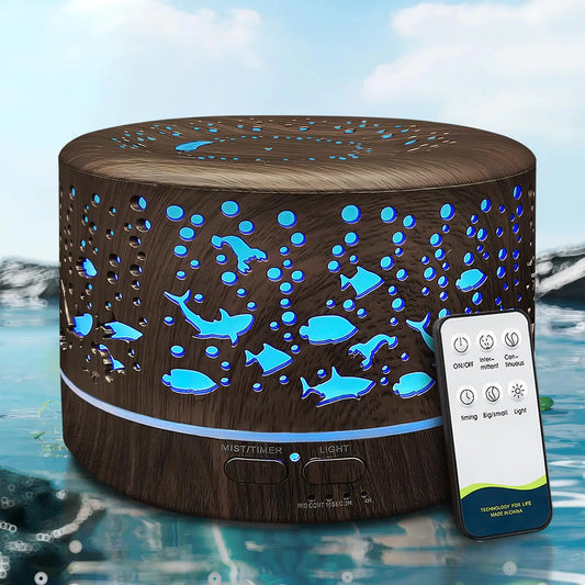 Aromatherapie Diffuser für ätherische Öle, große Räume mit Fernbedienung, 600 ml, für Zuhause, wasserlos, automatische Abschaltung, 7 Farben, 3 Nebelmodi, Kaltnebel-Luftbefeuchter für Zuhause, Schlafzimmerdekor, Geschenke, dunkles Holz