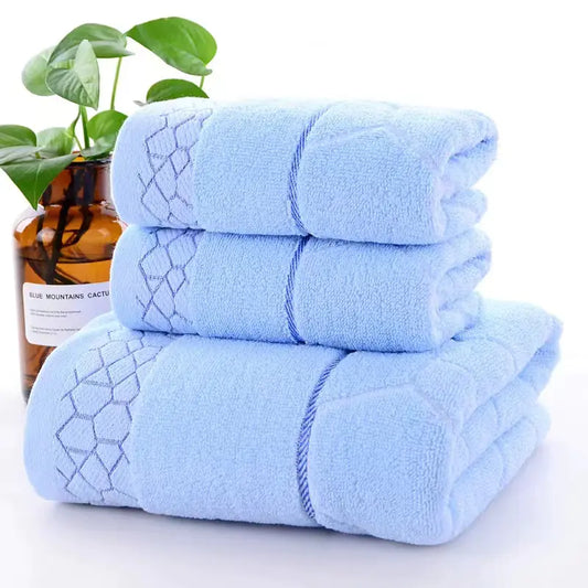 3tlg. Badetuch-Set aus reiner Baumwolle in Unifarben