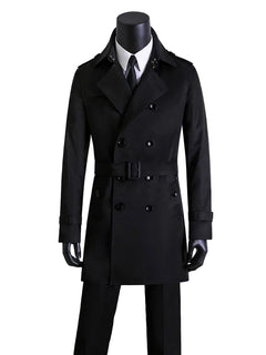 Men's Slim Fit Long Trench Coat