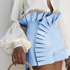 High-Waisted Lace Pleated Shorts for Women