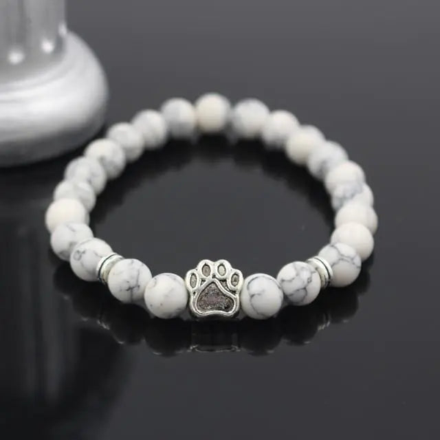 Volcanic Stone Alloy Dog Paw Heart Bead Bracelet