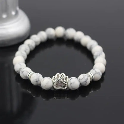 Volcanic Stone Alloy Dog Paw Heart Bead Bracelet