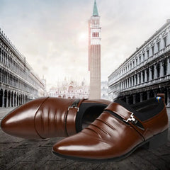 Men's Leather Pointed Toe Dress Shoes in Black, Brown, White