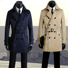Men's Slim Fit Long Trench Coat