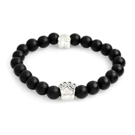 Volcanic Stone Alloy Dog Paw Heart Bead Bracelet