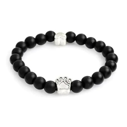 Volcanic Stone Alloy Dog Paw Heart Bead Bracelet