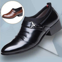 Men's Leather Pointed Toe Dress Shoes in Black, Brown, White