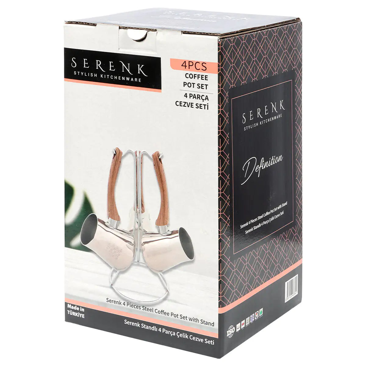 Serenk 4 Pieces Stainless Steel Coffee Pot Set with Stand