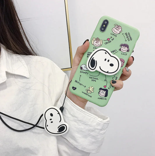 Funda de teléfono Snoopy linda con soporte y protector