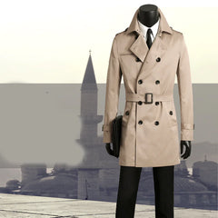 Men's Slim Fit Long Trench Coat