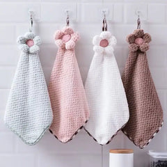 Coral Fleece Fingertip Towel with Loop, Quick-Dry