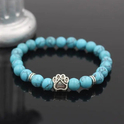 Volcanic Stone Alloy Dog Paw Heart Bead Bracelet