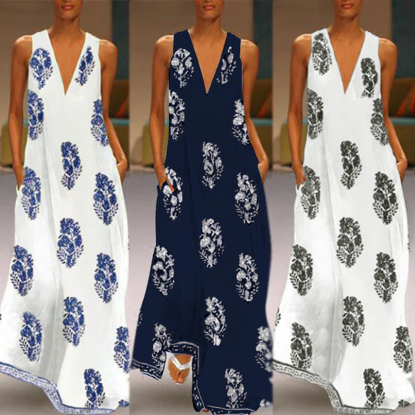 ZANZEA Vintage Floral Maxi Dress for Summer Beach