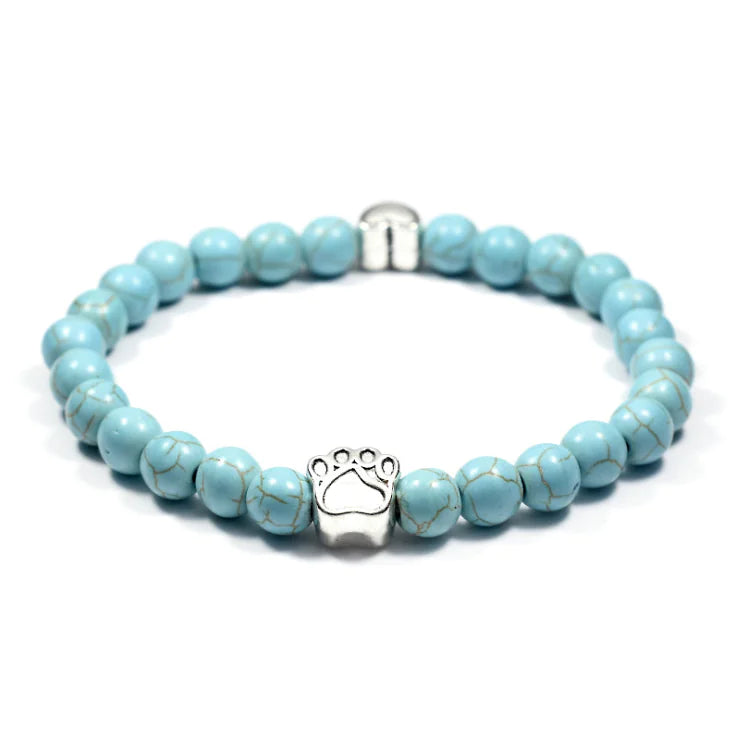 Volcanic Stone Alloy Dog Paw Heart Bead Bracelet