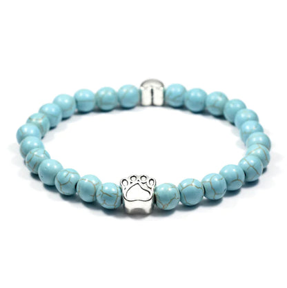 Volcanic Stone Alloy Dog Paw Heart Bead Bracelet