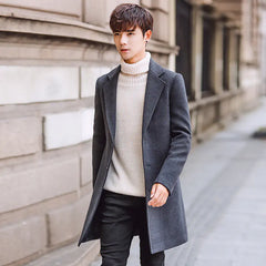 Korean Slim Fit Men's Wool Coat
