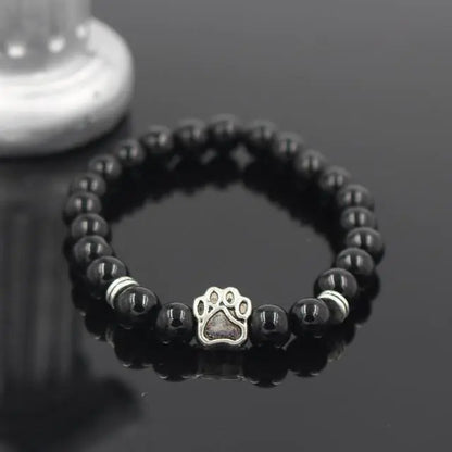 Volcanic Stone Alloy Dog Paw Heart Bead Bracelet